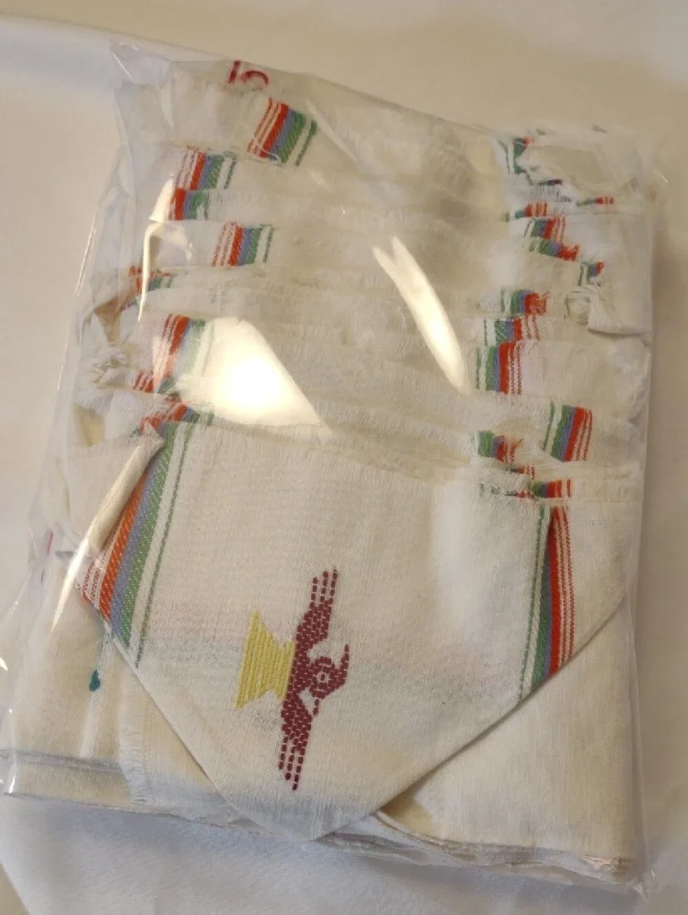 Vintage White Handcrafted Woven & Embroidered Napkins and Tablecloth/Runner Set